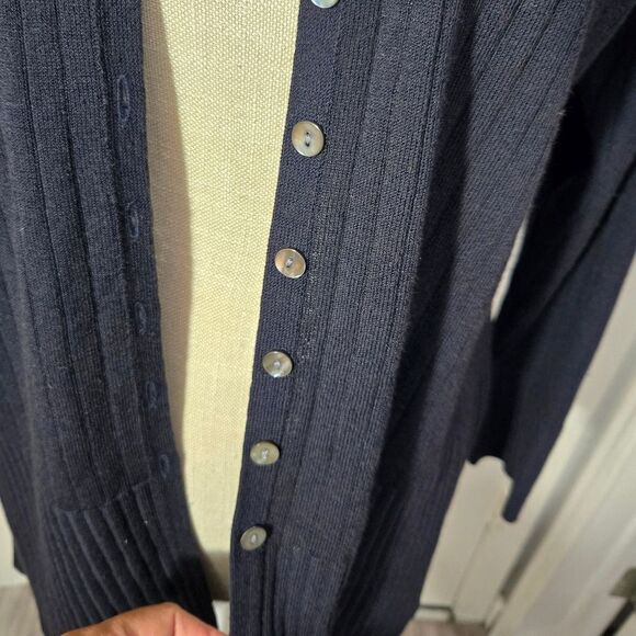 Vintage Laura Ashley Front Button Up Cardigan/Sweater Navy Blue Sz MEDIUM - Picture 3 of 11